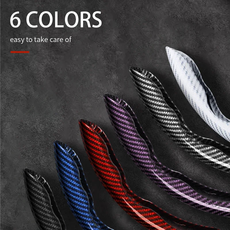 2/3PCS Laser Carbon Fiber Silicone Car Steering Wheel Cover 1K Micro Fiber Leather PVC Wheel Booster Cover Non-Slip Universal