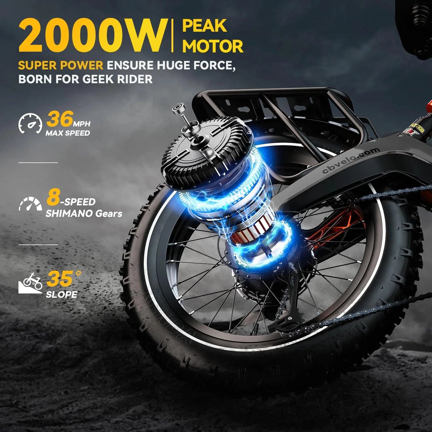 CYBERVELO EK6 Folding Electric Bike 2000W Peak 35MPH by superior interior and more