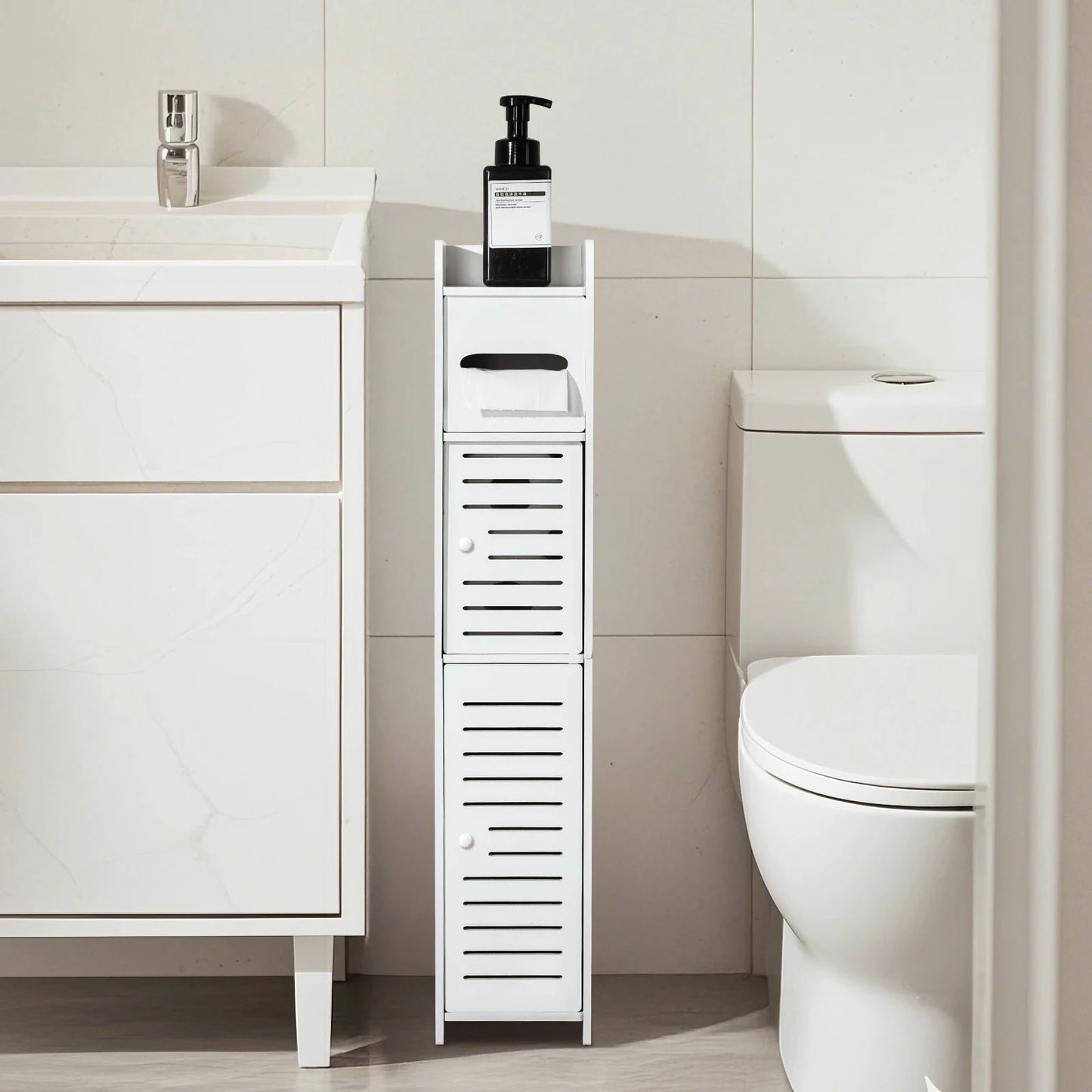 Three Tier Slim Bathroom Storage Cabinet For Narrow Spaces by superior interior and more