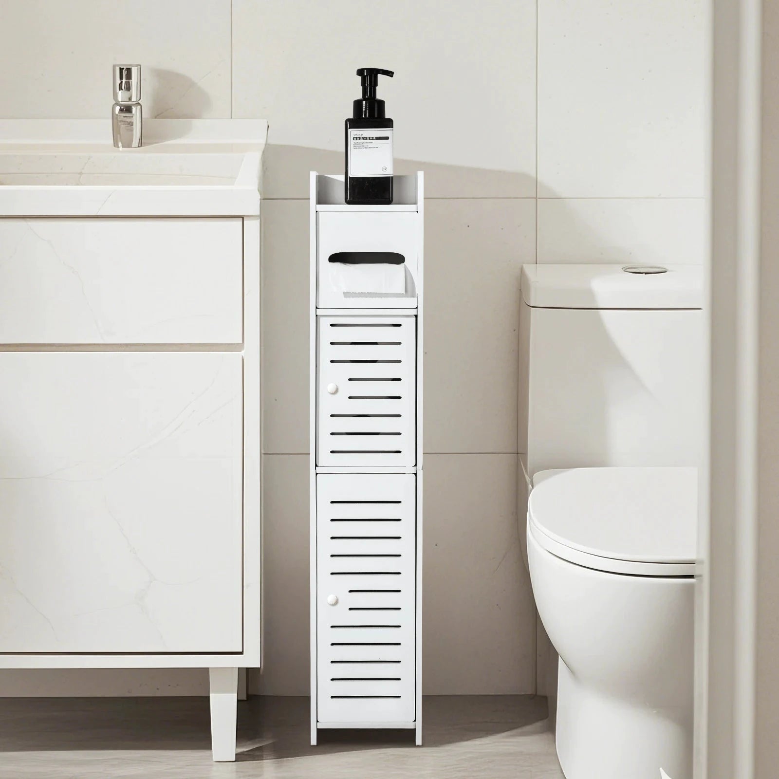 Three Tier Slim Bathroom Storage Cabinet For Narrow Spaces by superior interior and more