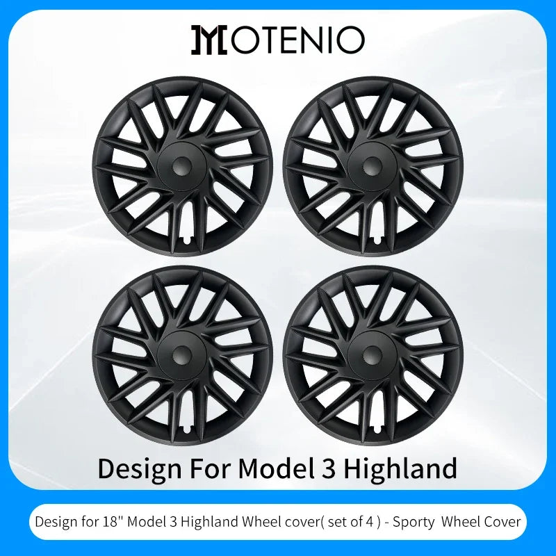 Motenio Tesla Model 3 Storm Wheel Covers 4Pcs Hubcaps