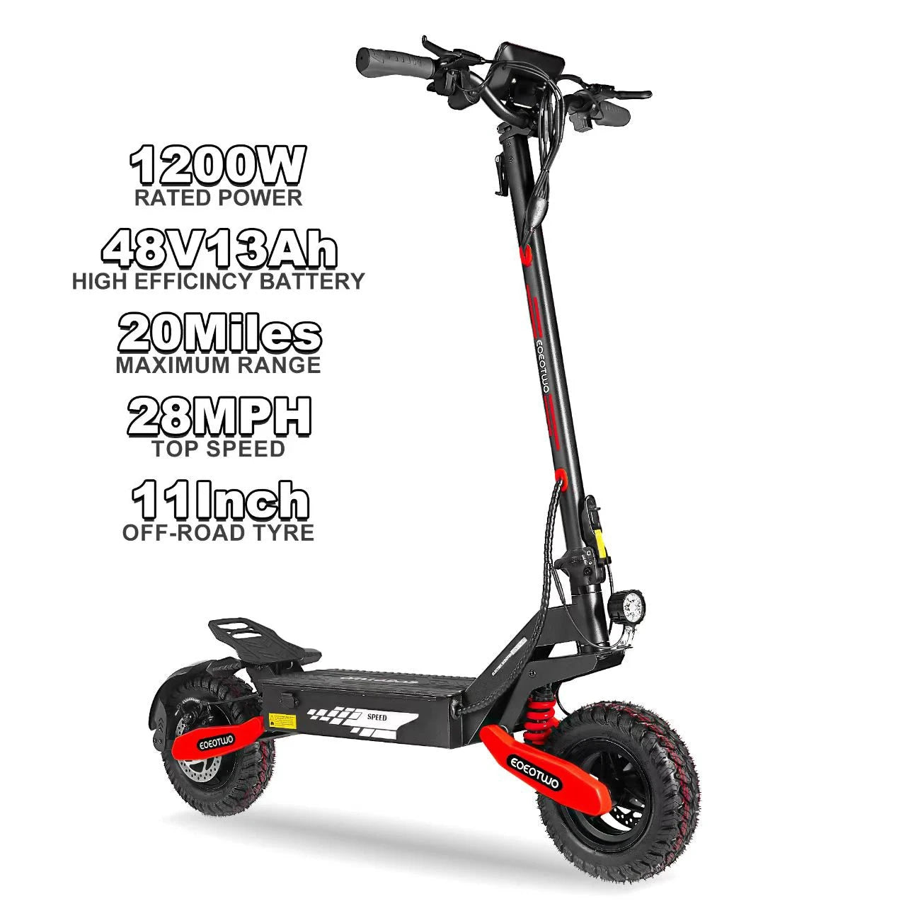 EOEOTWO GT06 Off Road Electric Scooter 1200W 30MPH Dual Suspension by superior interior and more