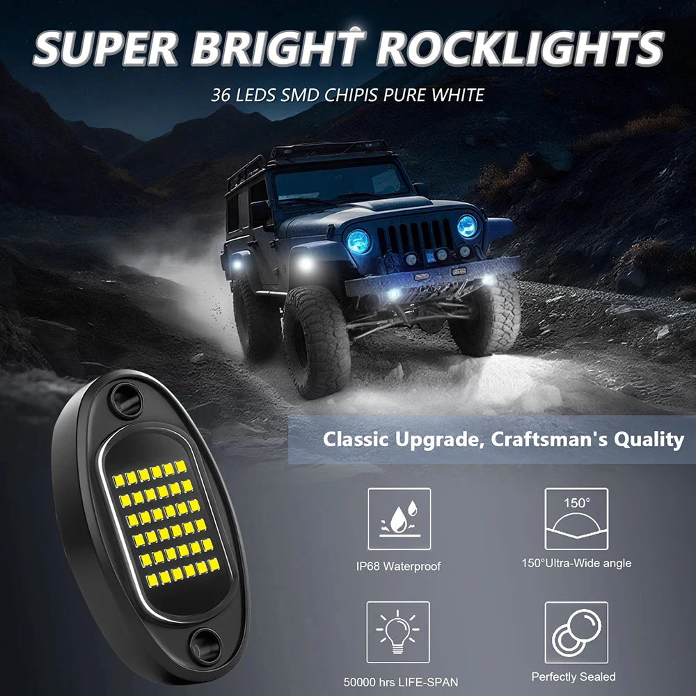 Waterproof LED Rock Light Kit For Cars And Boats 12V by superior interior and more