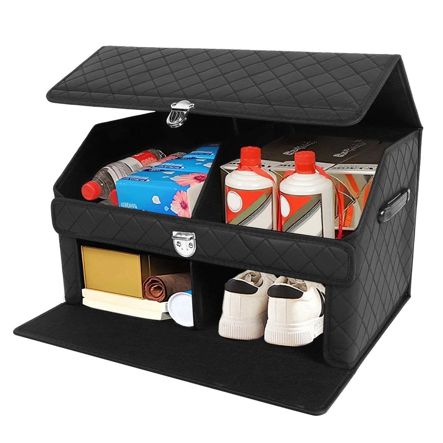 Shunmaii Double Layer Car Trunk Organizer With Collapsible Magnetic Lock by superior interior and more