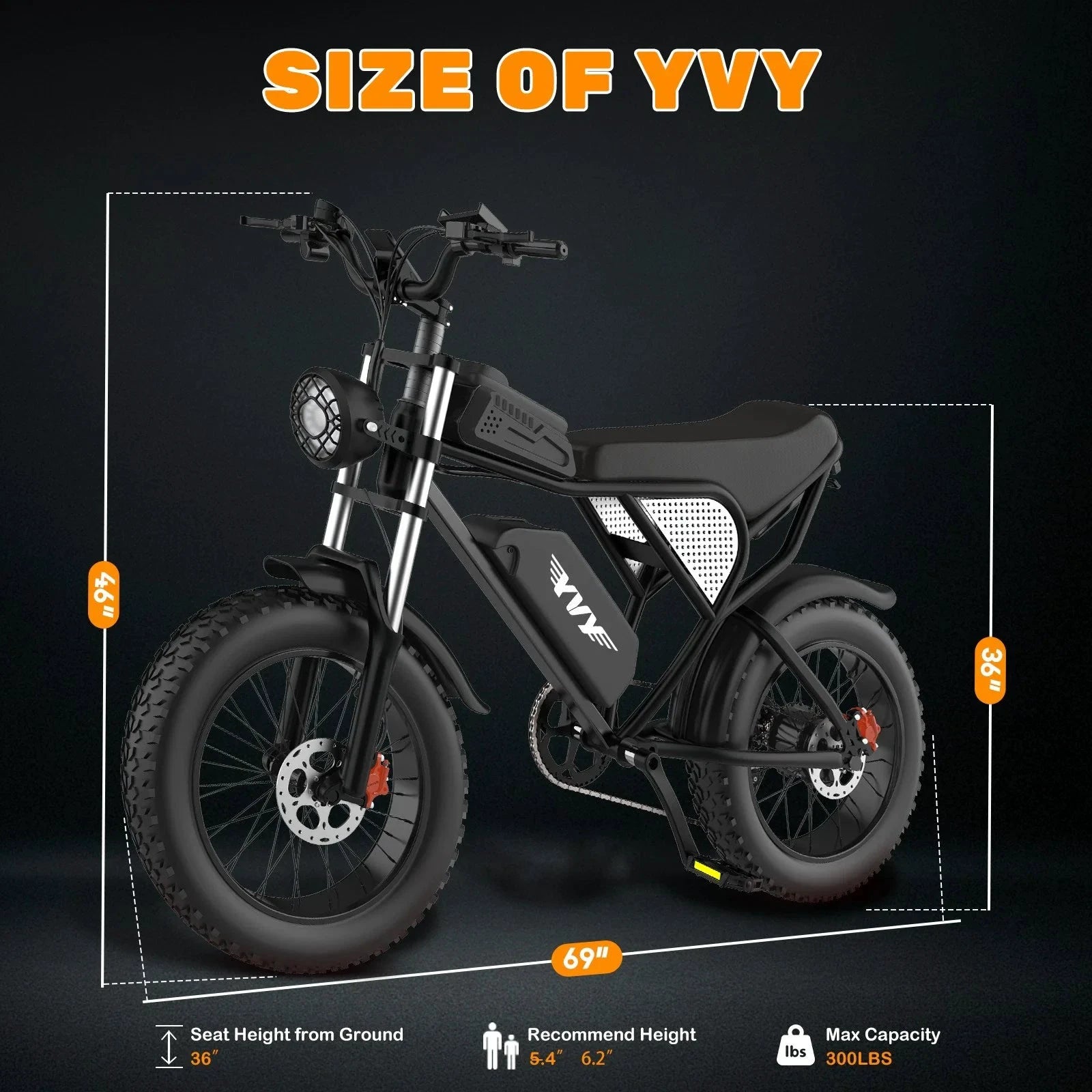 YVY 1500W Fat Tire Electric Bike 33MPH Removable Battery by superior interior and more