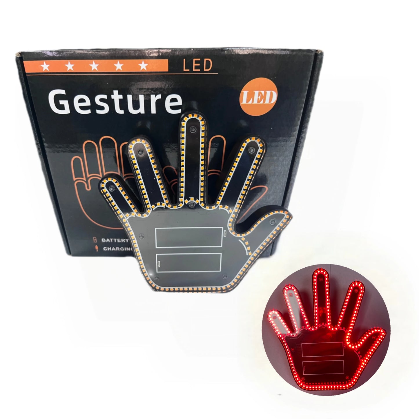 Hign-Concerned Five-Finger LED Gesture Display for Car Window