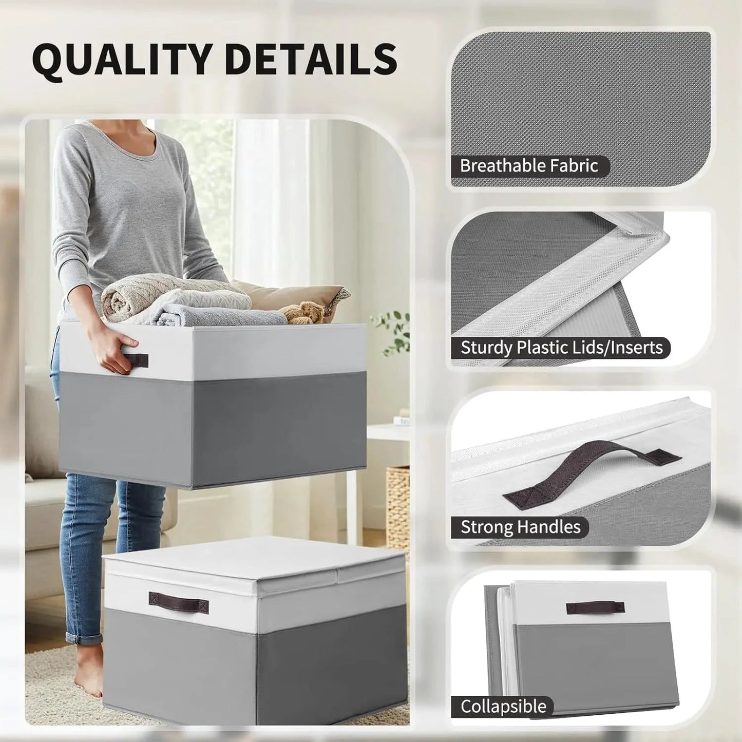 XMSJ Blanket Storage Baskets With Lids 2-Pack Closet Organizers by superior interior and more