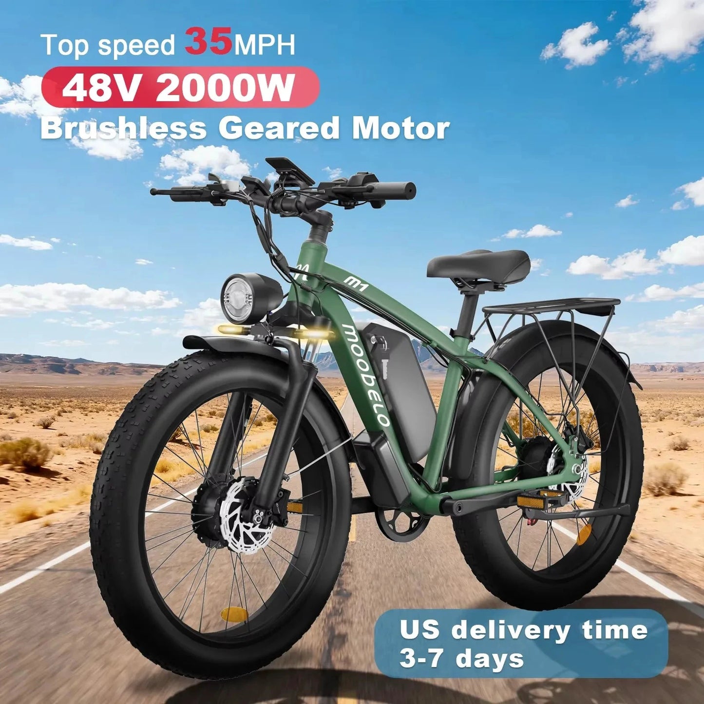 MOOBELO M1 2000W Dual Motor Ebike Fat Tires Full Suspension CE Certified by superior interior and more