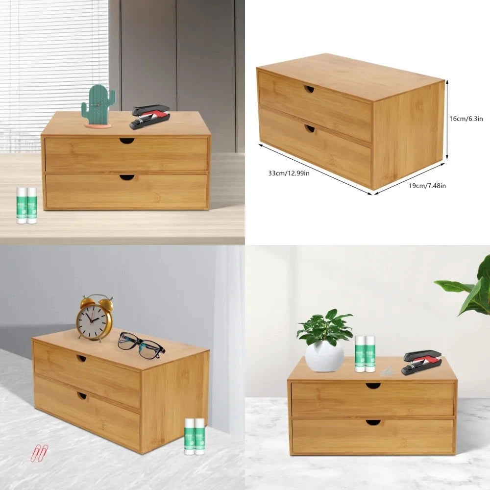 Mini Bamboo Desk Organizer With Two Drawers For Home Office by superior interior and more