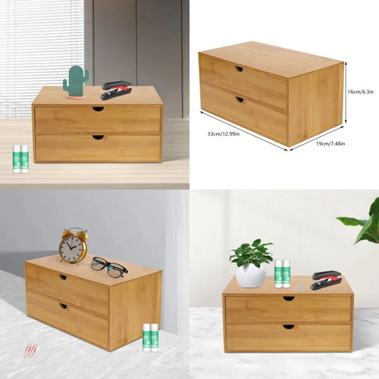 Mini Bamboo Desk Organizer With Two Drawers For Home Office by superior interior and more