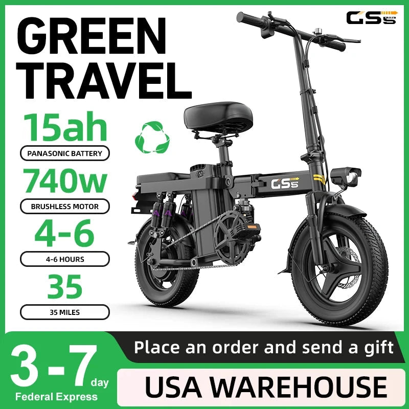 UPlee GS5 Folding Electric Bike 48V 15Ah 740W 30 MPH by superior interior and more