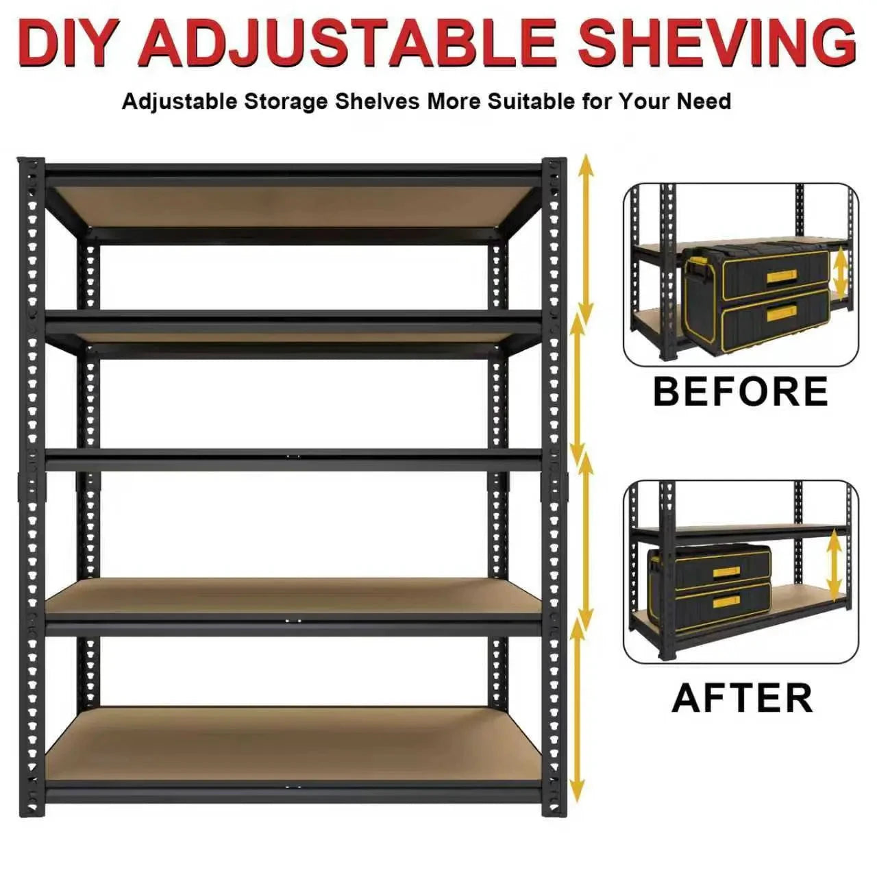 Sturdy Metal Garage Storage Racks Adjustable Height Tool Free Assembly by superior interior and more