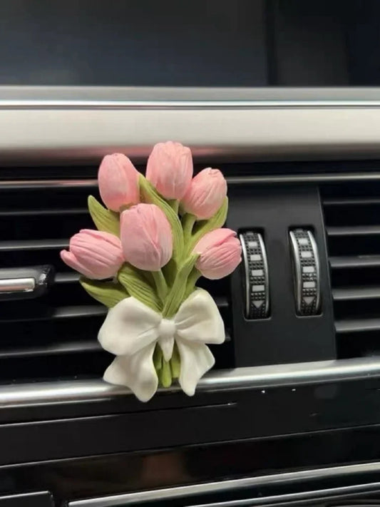 For Tulip Hydrangea Car Aromatherapy Premium Sense Air Vent Flower Diffuser Stone Car Interior Jewelry Car Ornament