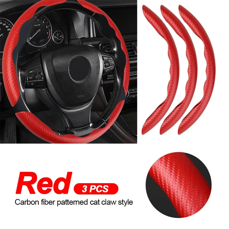 Carbon Fiber Steering Wheel Cover Anti Slip Faux Leather