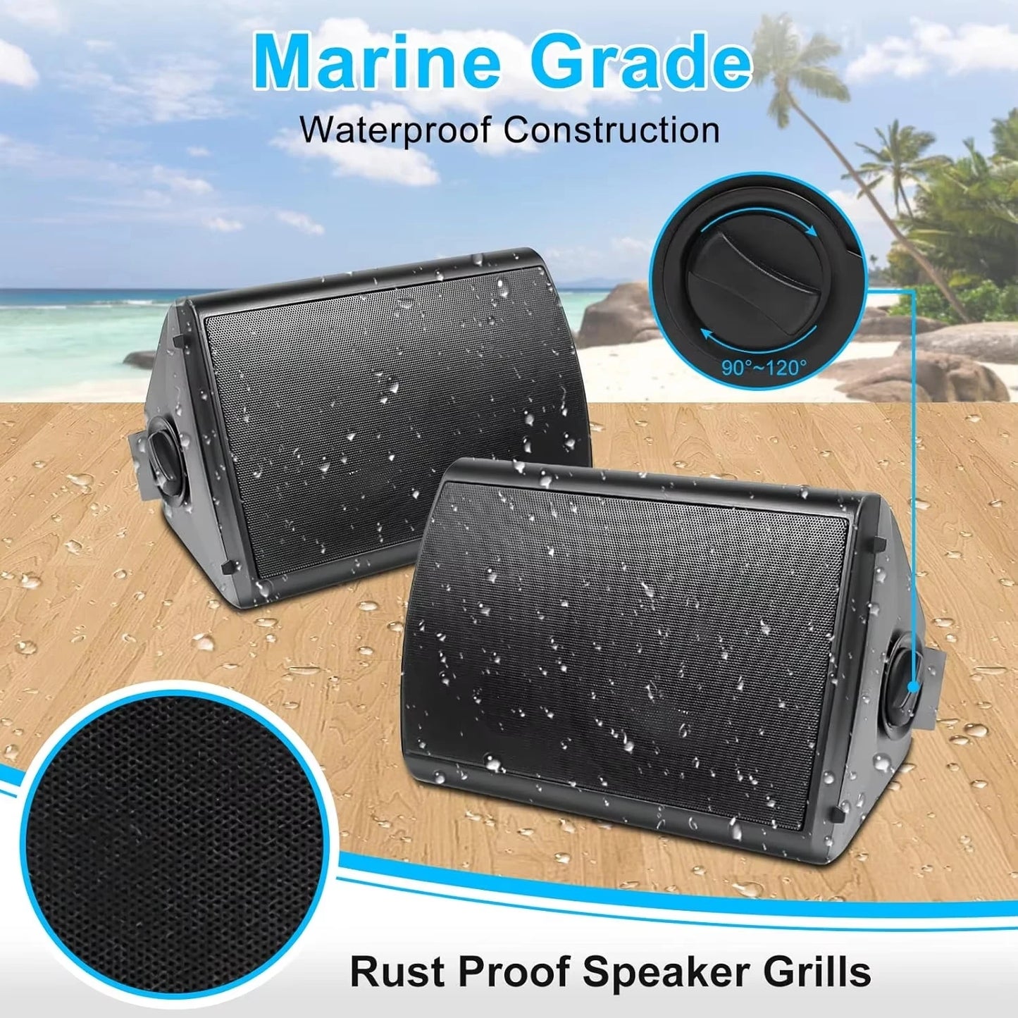Herdio Indoor Outdoor Waterproof Bluetooth Wall Mount Speakers