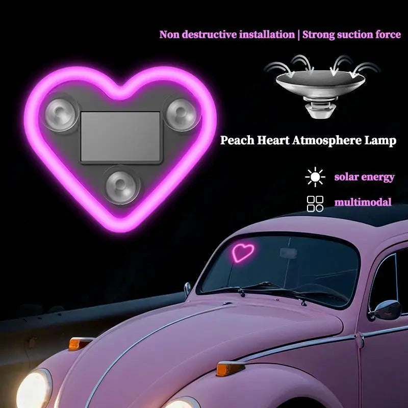 Solar Powered Wireless LED Heart Shape C Pillar Neon Light For Car Interior by superior interior and more
