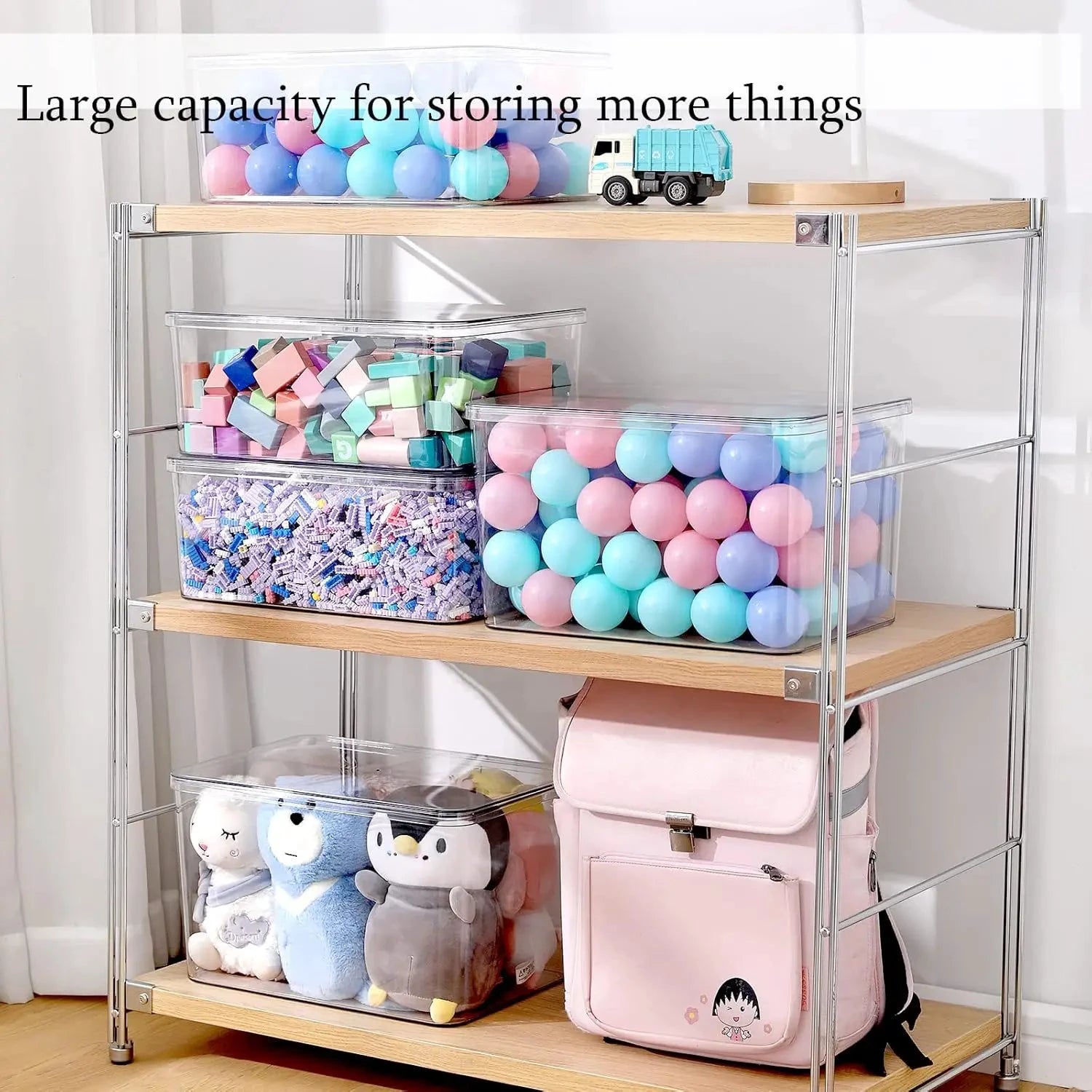 XMSJ Transparent Stackable Storage Boxes 5 Pack Organizer by superior interior and more