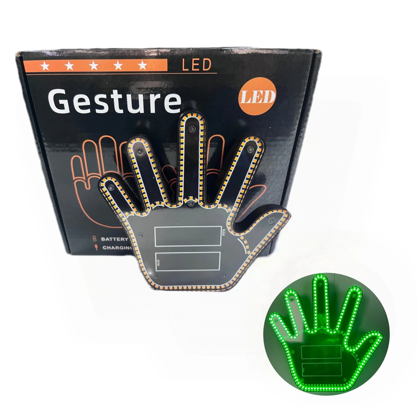 Hign-Concerned Five-Finger LED Gesture Display for Car Window