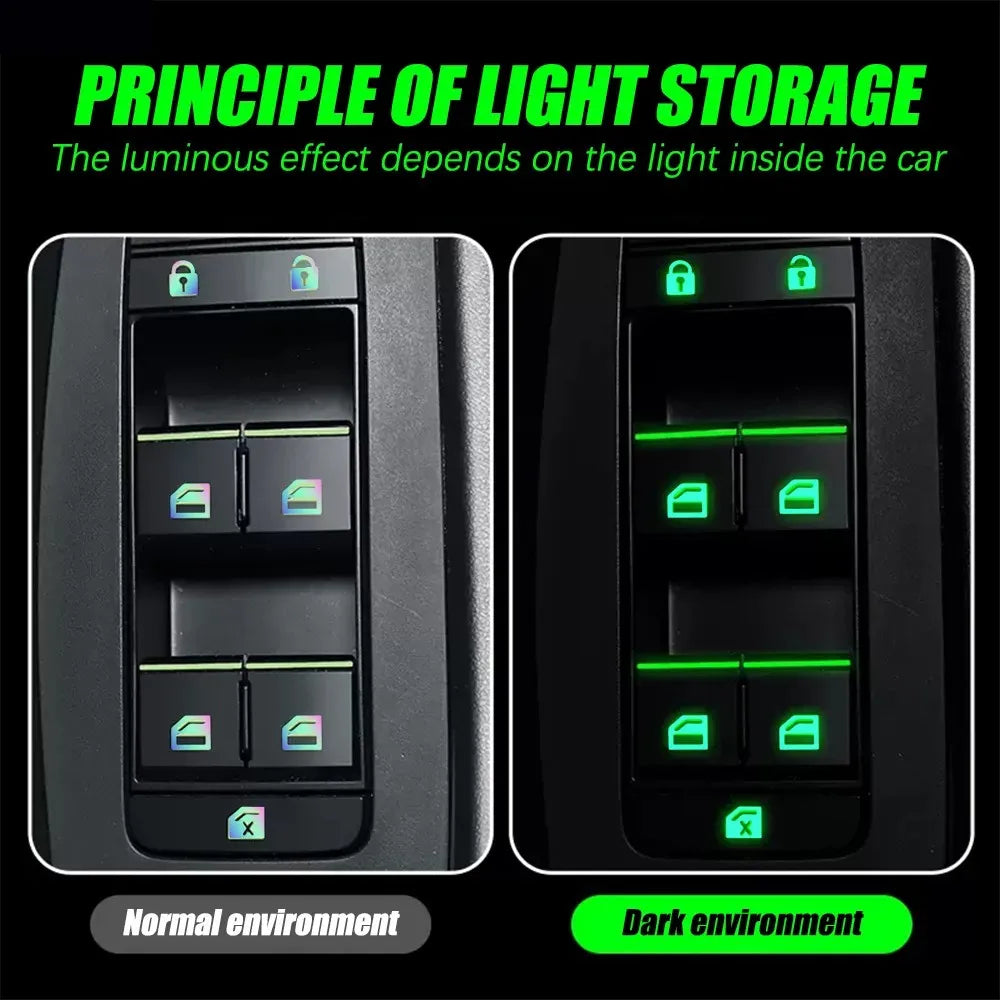 Car Door And Window Luminous Button Sticker Set Universal Fluorescent