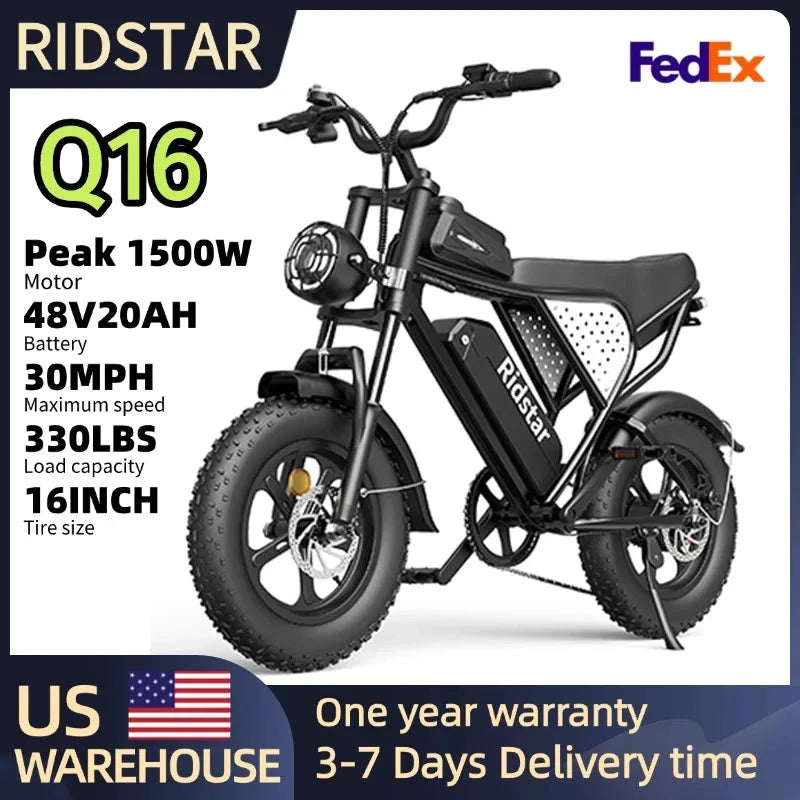 RIDSTAR Q16 Electric Mountain E Bike 1500W Peak 30MPH by superior interior and more