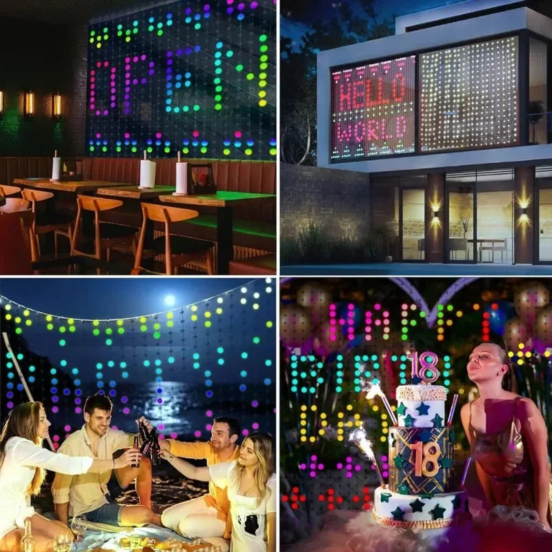 800-400LED Smart Christmas Curtain Light with APP Remote Control RGB Dimmable DIY Pattern for Holiday Party Halloween Decoration