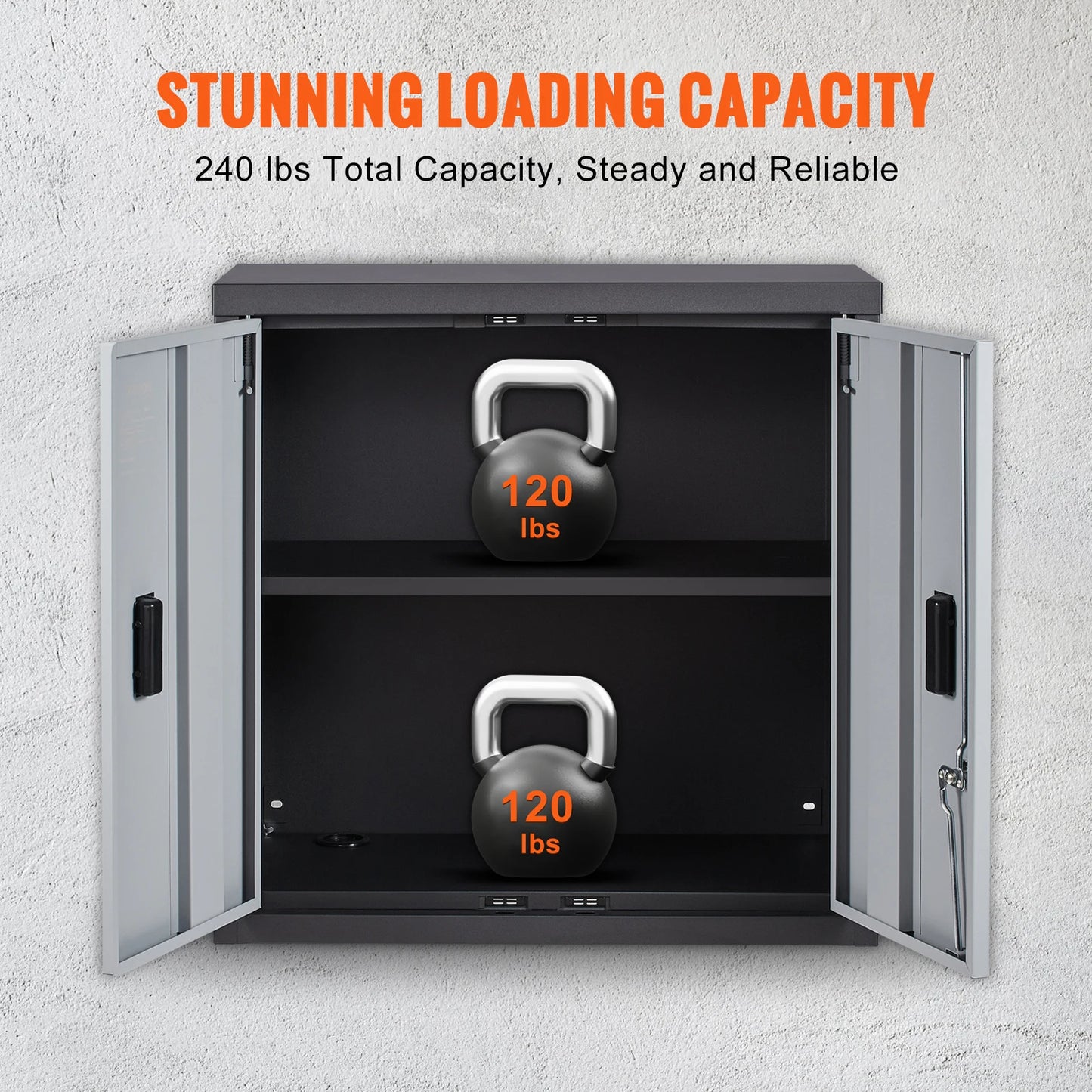 SucceBuy Foldable Wall Cabinet Metal Garage Locker Mounted Tool Chest Adjustable Shelf Magnetic Door for Warehouse Office Home