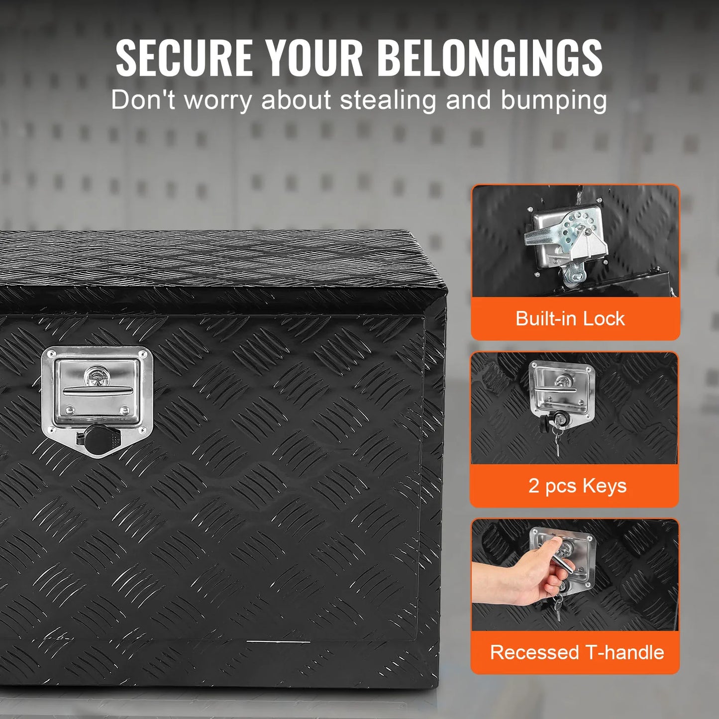 SucceBuy Underbody Truck Box Heavy Duty Diamond Plate Lockable Waterproof