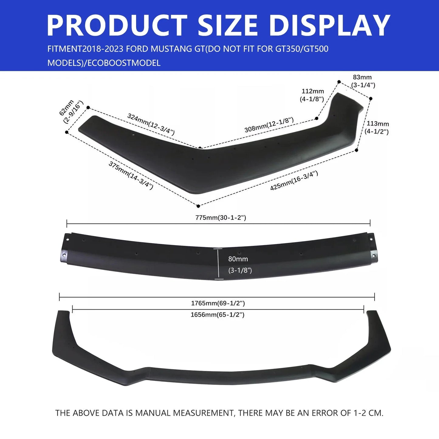 Ford Mustang GT Shelby GT500 Front Bumper Splitter Spoiler Lip Kit by superior interior and more