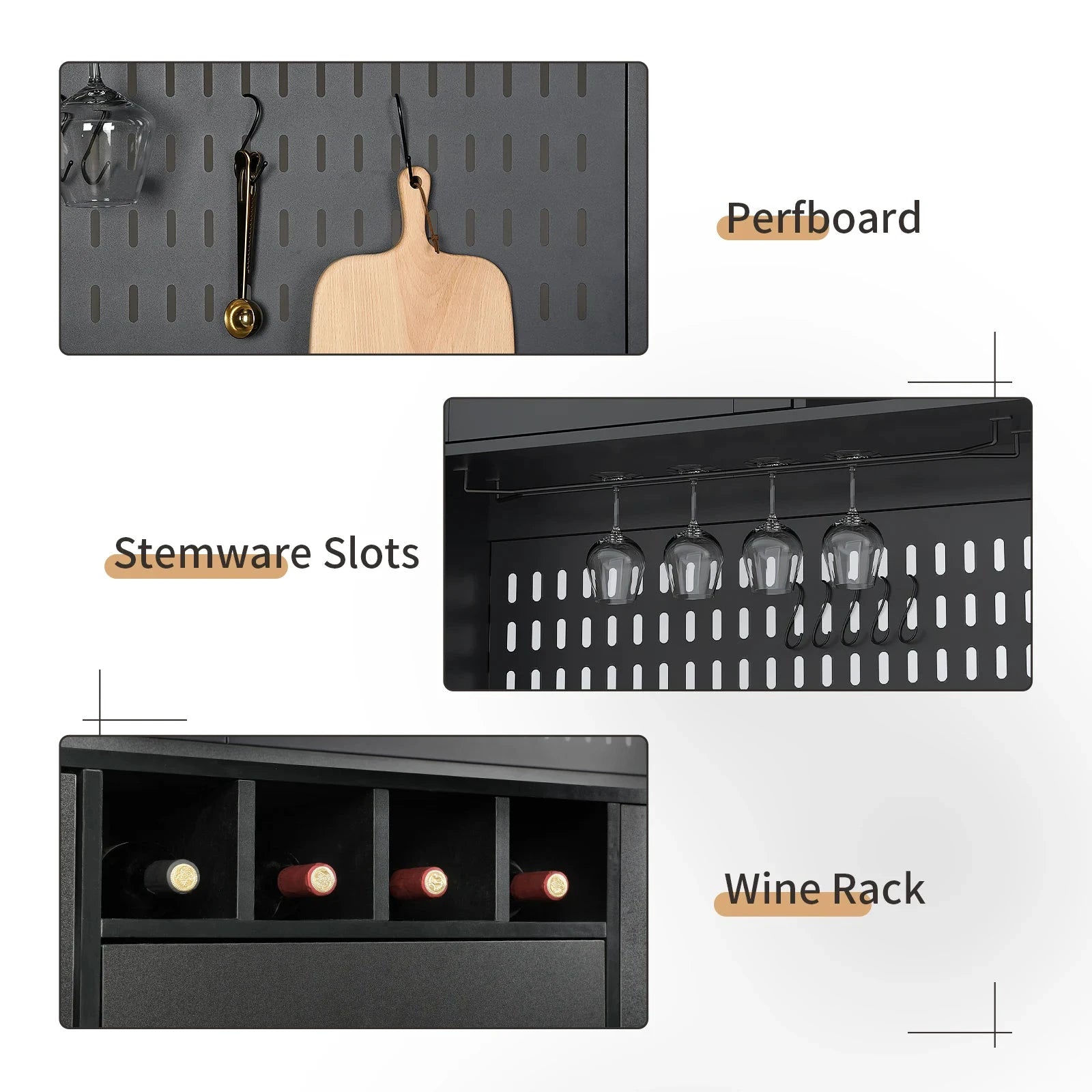 VOWNER Pantry Cabinet With Pegboard Cup Holder And Power Outlet by superior interior and more