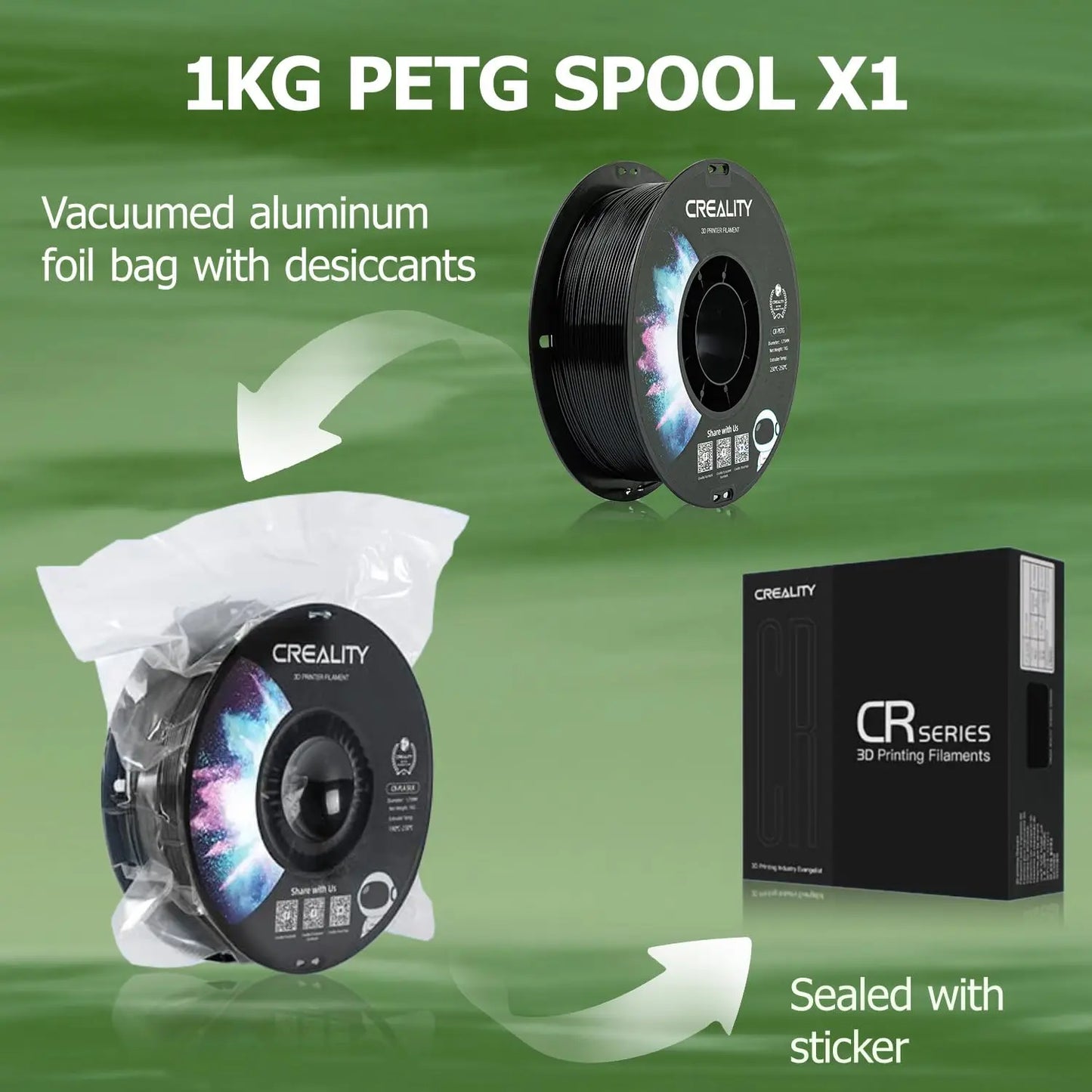 Creality PETG Filament 12 Roll Bundle Odorless Toughness 3D Printing