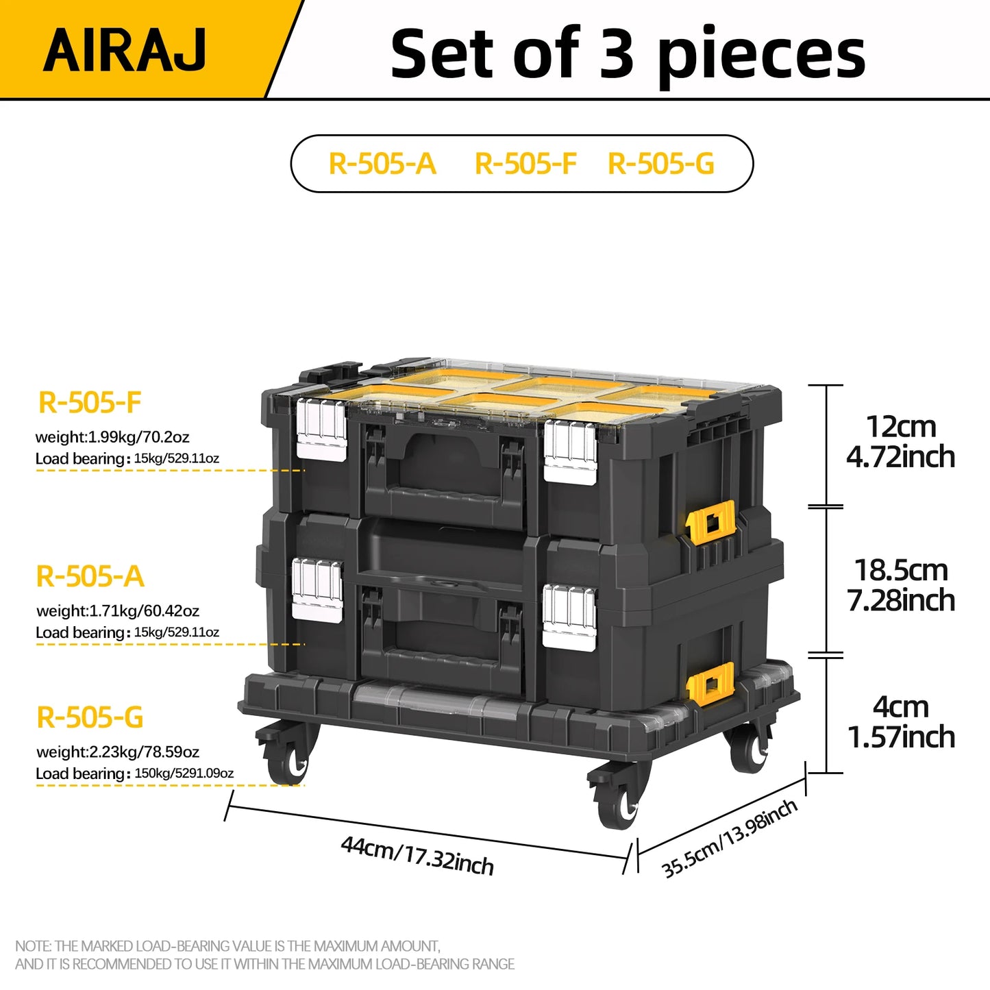 AIRAJ Stackable Rolling Tool Box Organizer With Drawers