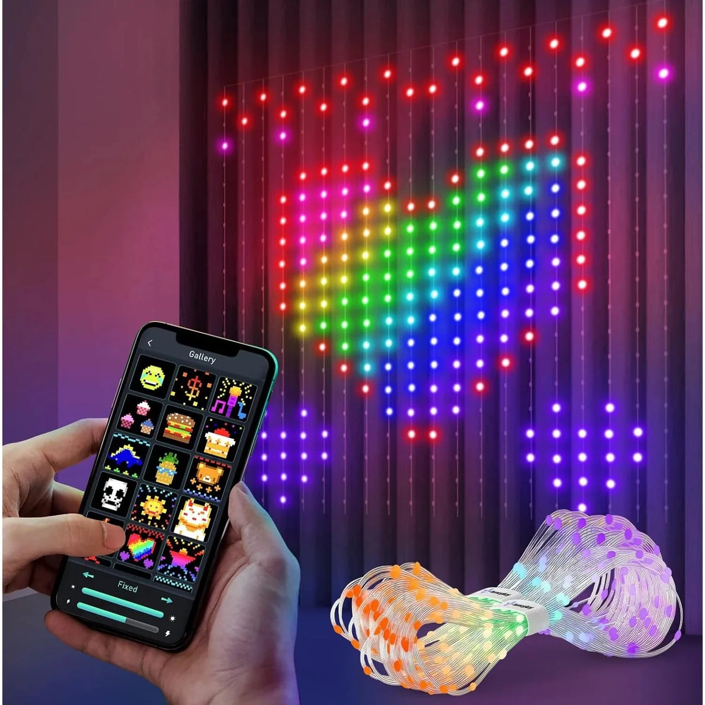 Smart LED Curtain Lights With APP Control RGB Dimming