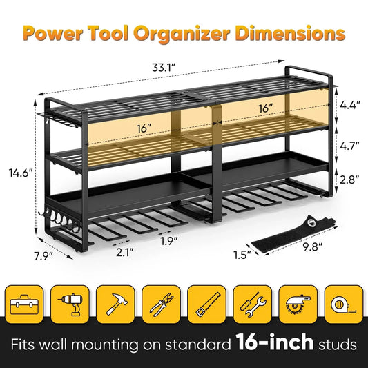 Power Tool Organizer Wall Mount Extended Heavy Duty Drill Holder by superior interior and more