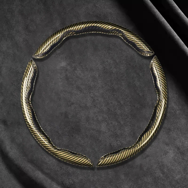 2/3PCS Laser Carbon Fiber Silicone Car Steering Wheel Cover 1K Micro Fiber Leather PVC Wheel Booster Cover Non-Slip Universal
