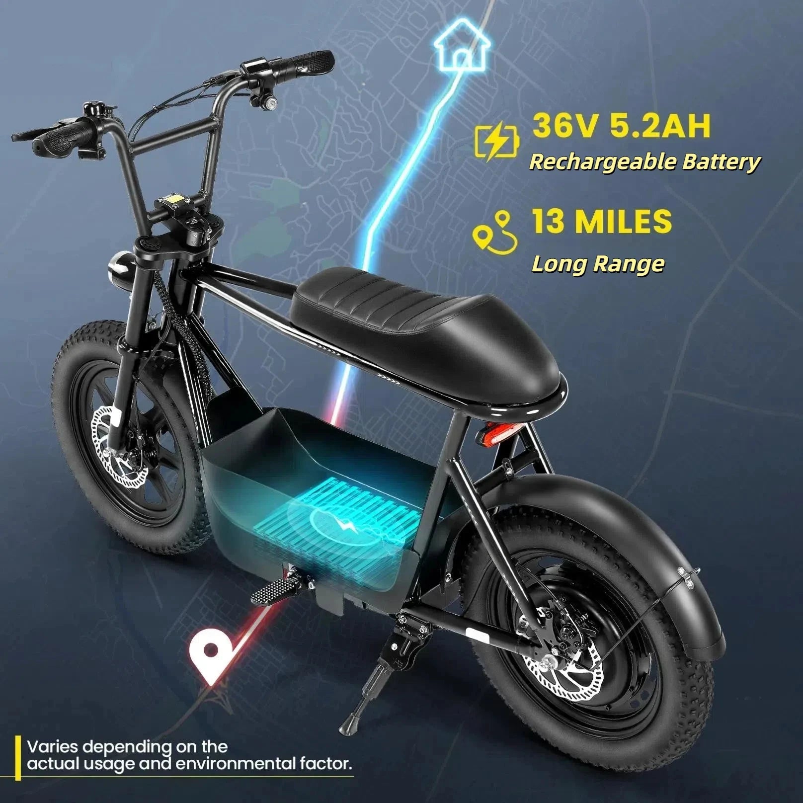 CAROMA 819W Electric Scooter With Seat All-Terrain Fat Tire by superior interior and more
