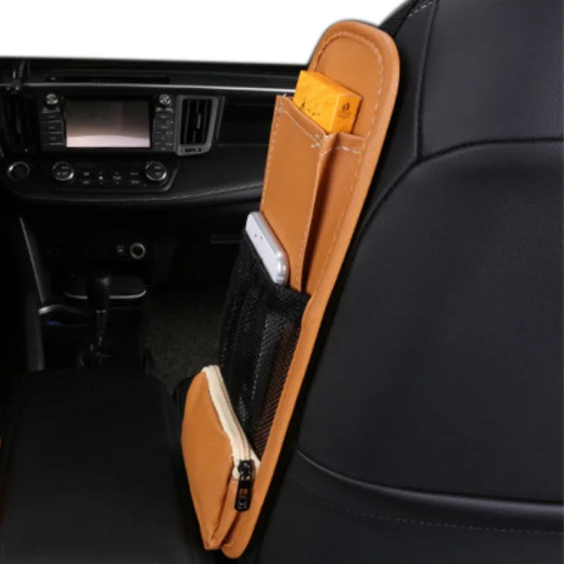 YIYUEQIANLI PU Leather Car Seat Side Organizer Mesh Pocket