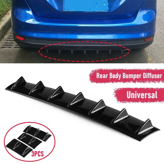 Universal Rear Bumper Spoiler Diffuser 7 Wing Shark Fin Lip by superior interior and more