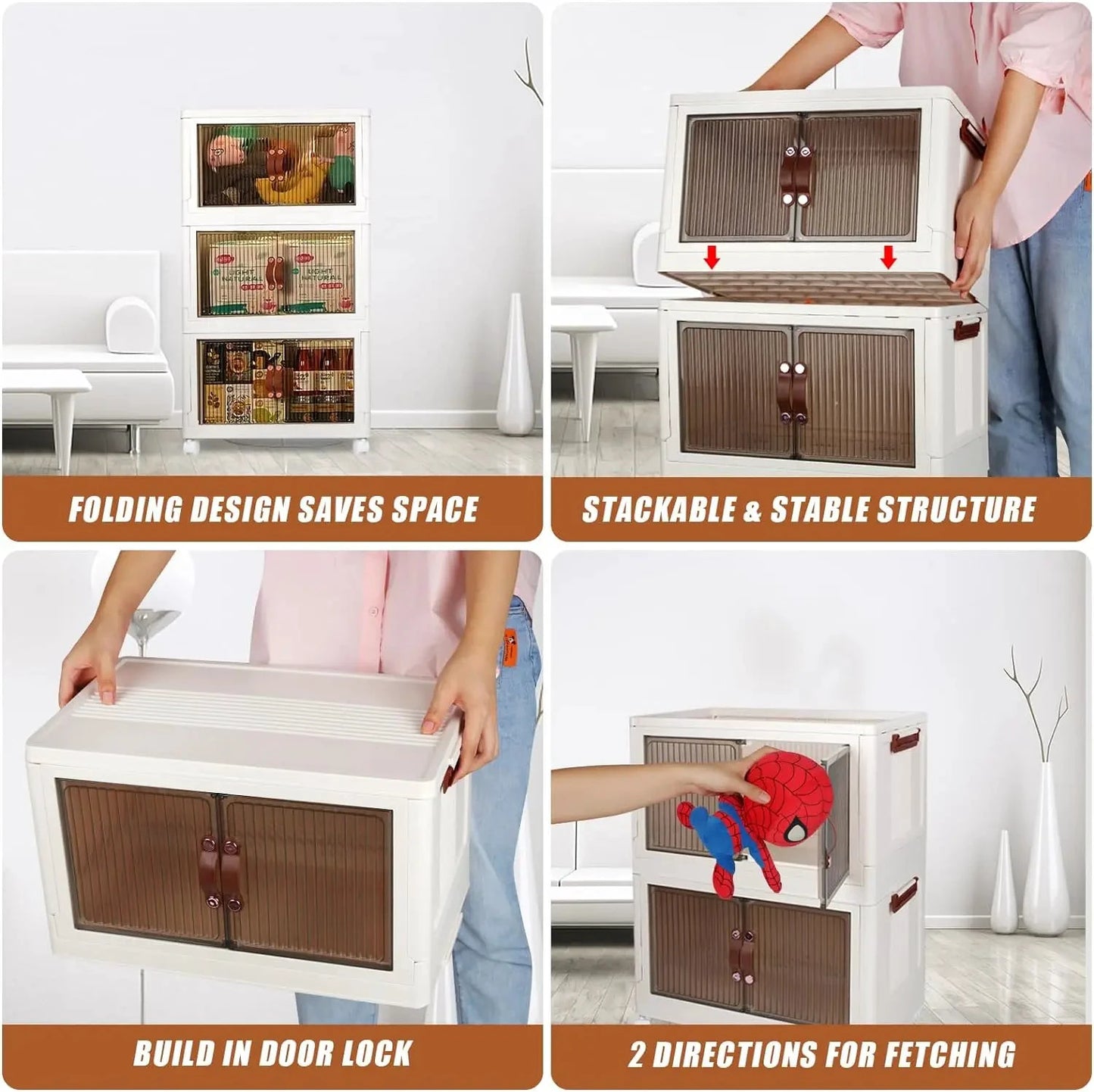 NONECN 3 Tier Collapsible Storage Bins With Lids And Wheels by superior interior and more