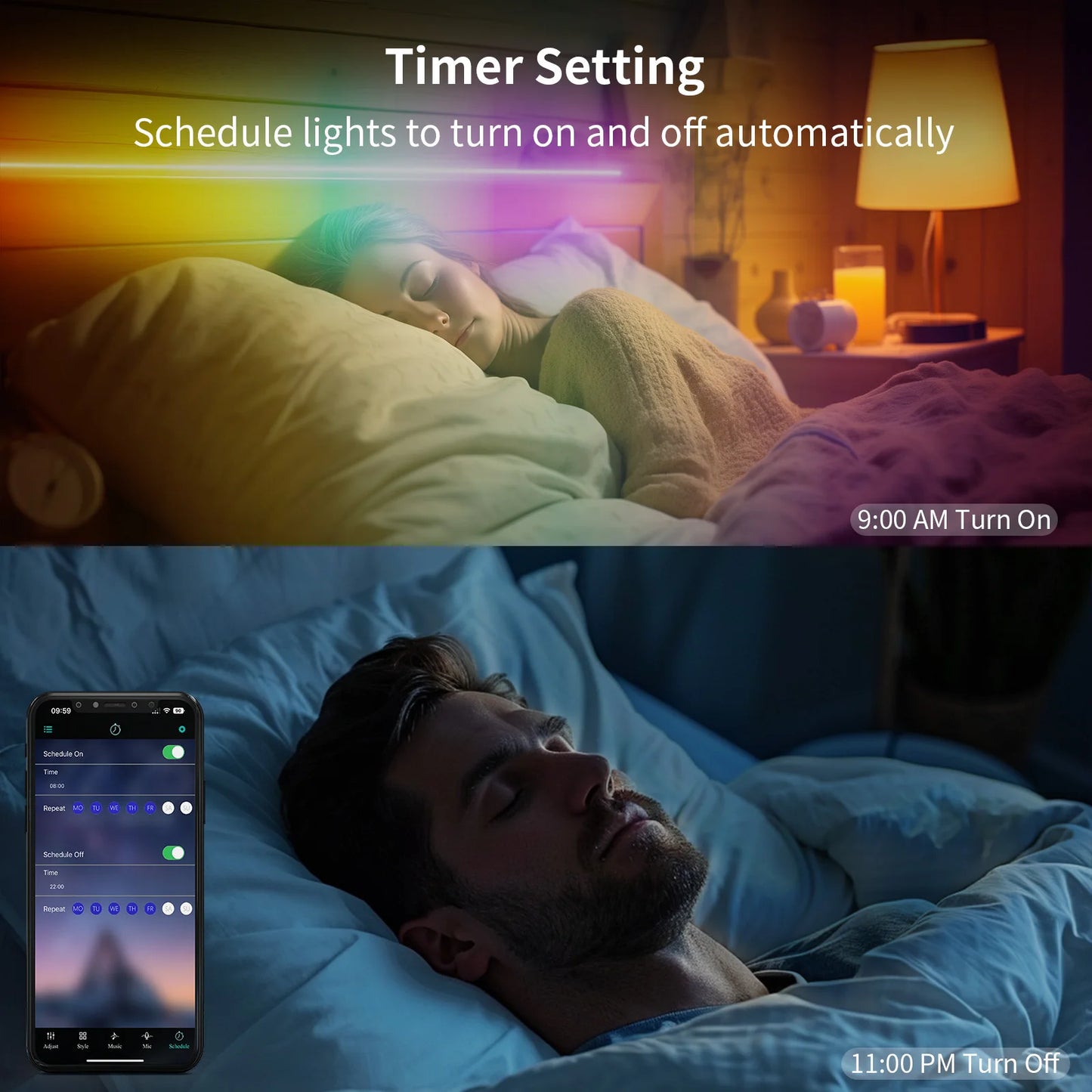 BUNACET RGBIC Neon LED Strip Lights With Bluetooth RF Remote