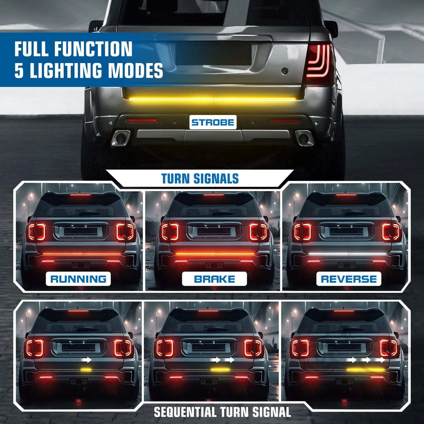 Universal Tailgate LED Light Bar With Brake Turn Signal by superior interior and more