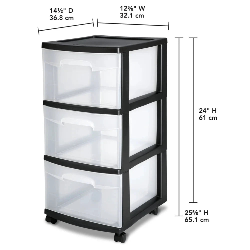 3 Drawer Plastic Storage Cart With Clear Drawers Rolling Organizer by superior interior and more