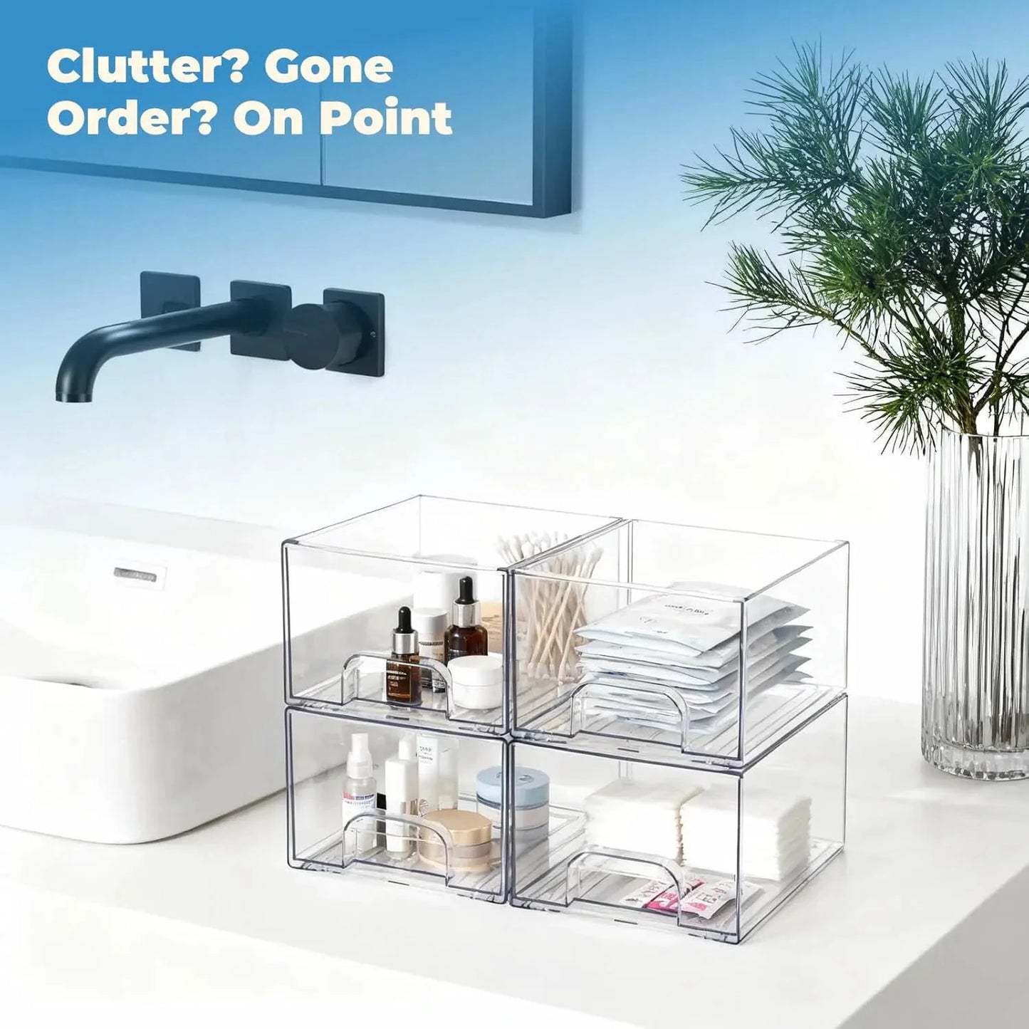 XMSJ 4 Pack Clear Acrylic Stackable Storage Drawers For Vanity by superior interior and more