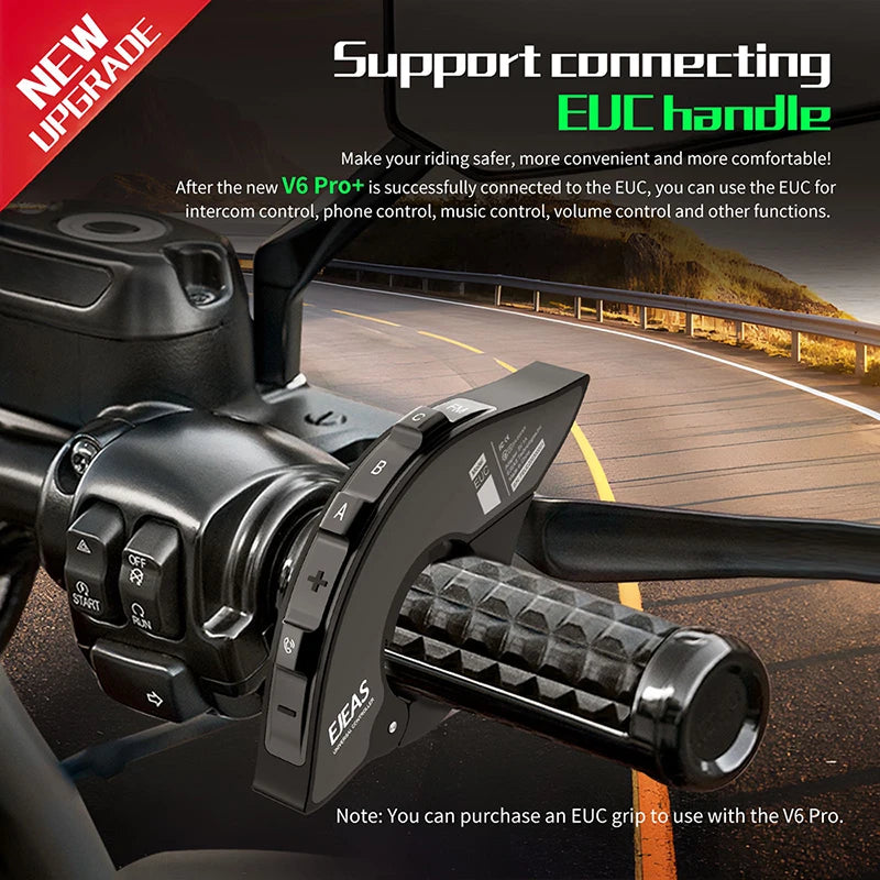 EJEAS V6 PRO+ Motorcycle Intercom  Helmet  6 Riders 800m Communicator Waterproof V5.1 Music Player Interphone Bluetooth Headset