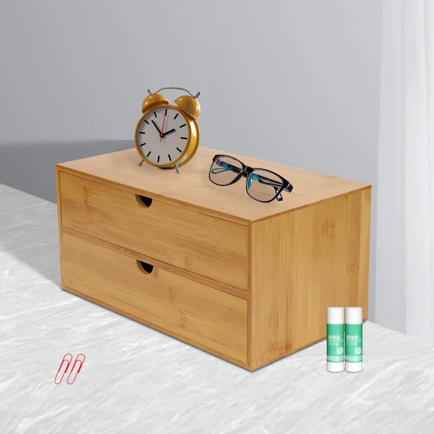 Mini Bamboo Desk Organizer With Two Drawers For Home Office by superior interior and more