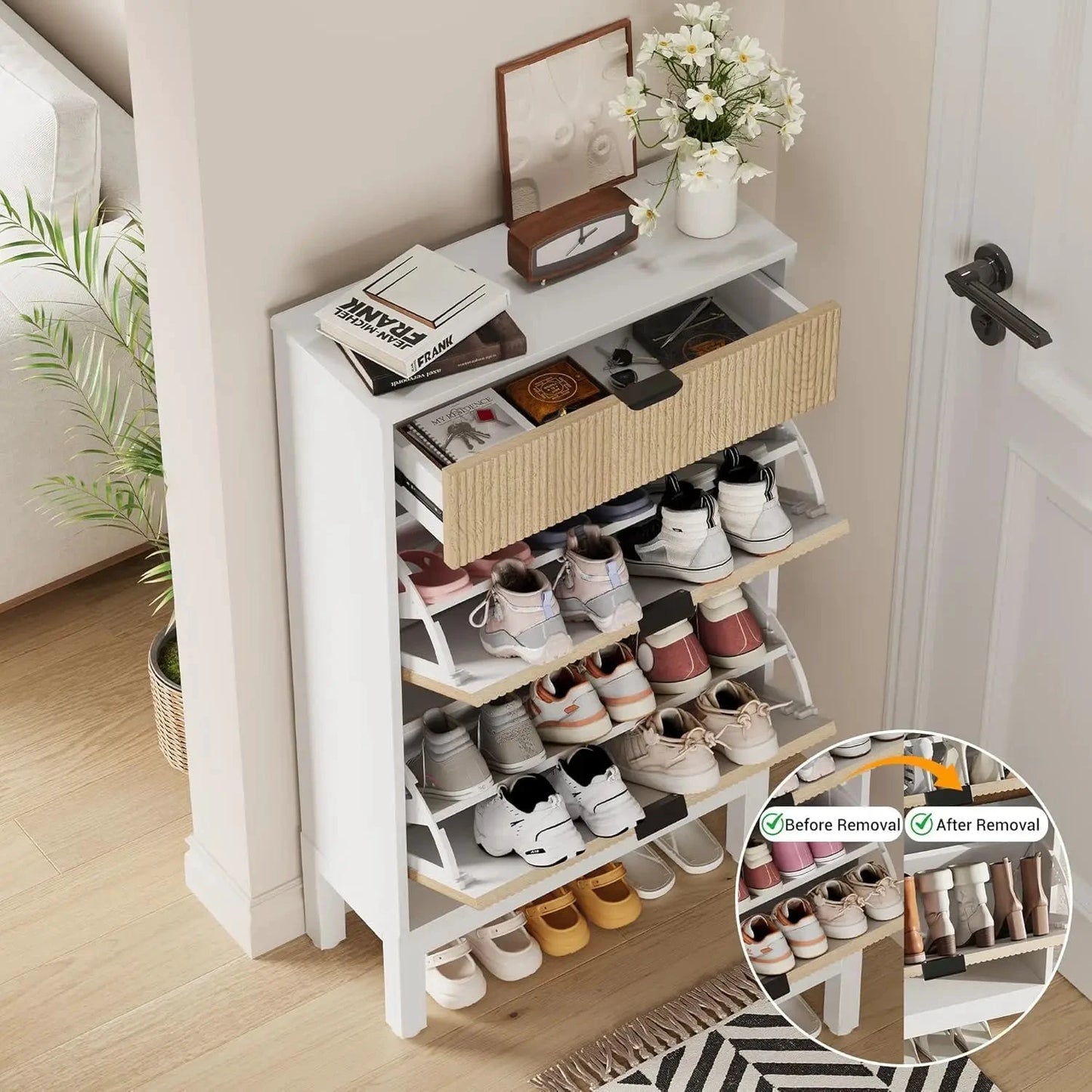 Studyset Shoe Storage Organizer With 2 Flip Drawers And 1 Small Drawer by superior interior and more
