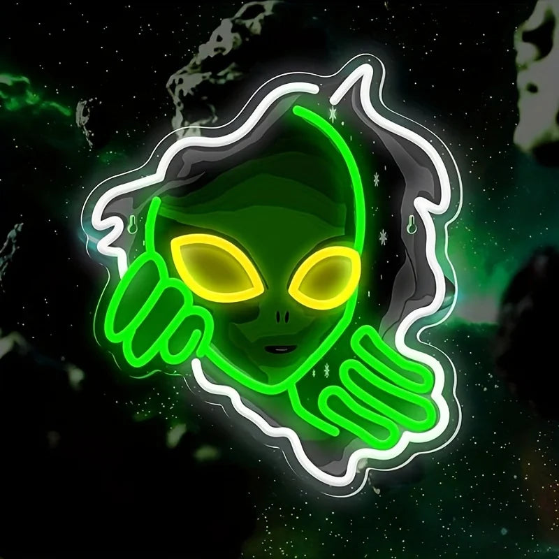 Hign-concerned Alien Neon Sign USB Powered For Game Room Bar