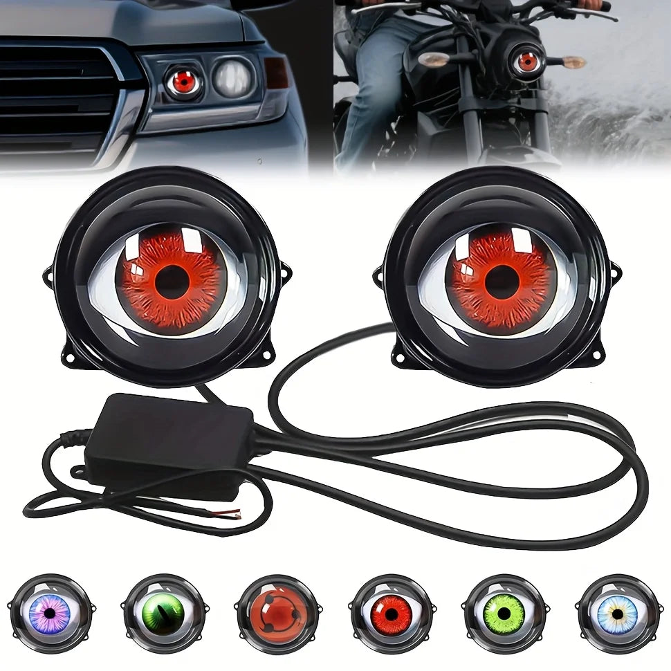 1Pcs/2Pcs dynamic big eye lights, dynamic big eyeball fog lights 6 modes, LED color adjustable, suitable for any car model