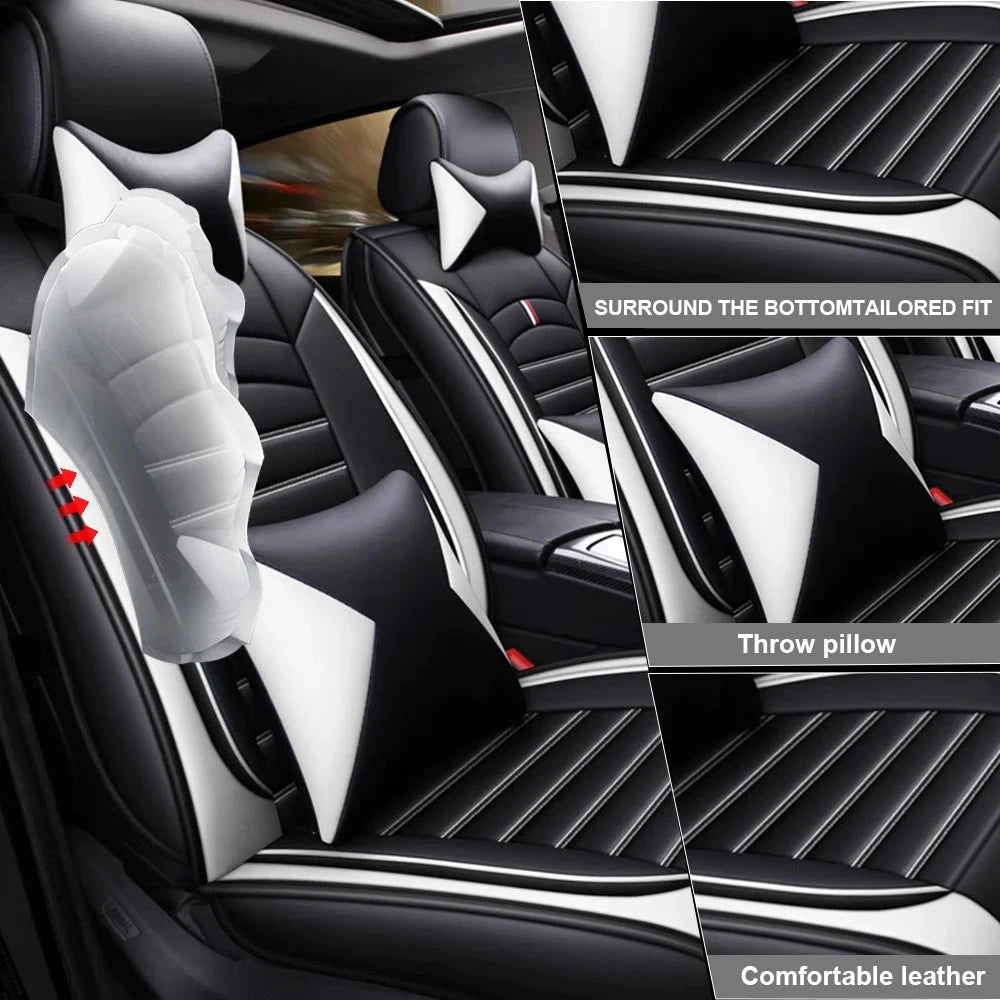PU Leather Car Seat Covers Full Set Universal Front and Rear Four Seasons Protection by superior interior and more