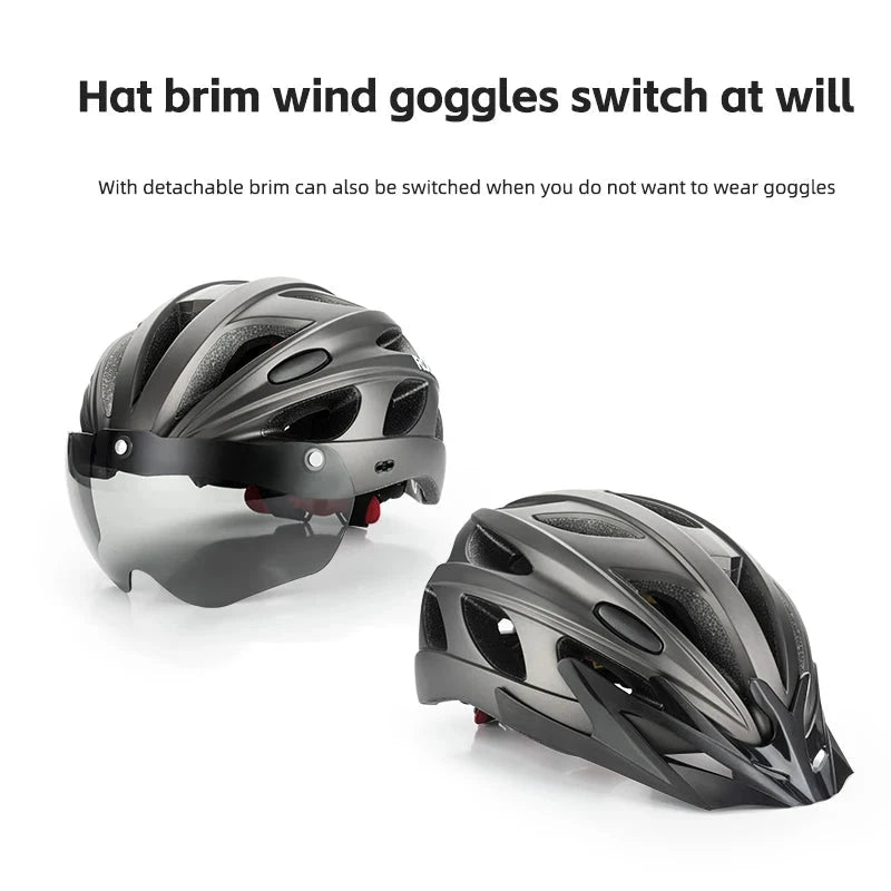 ROCKBROS Cycling Helmet With Integrated Goggles Lightweight Head Protection by superior interior and more