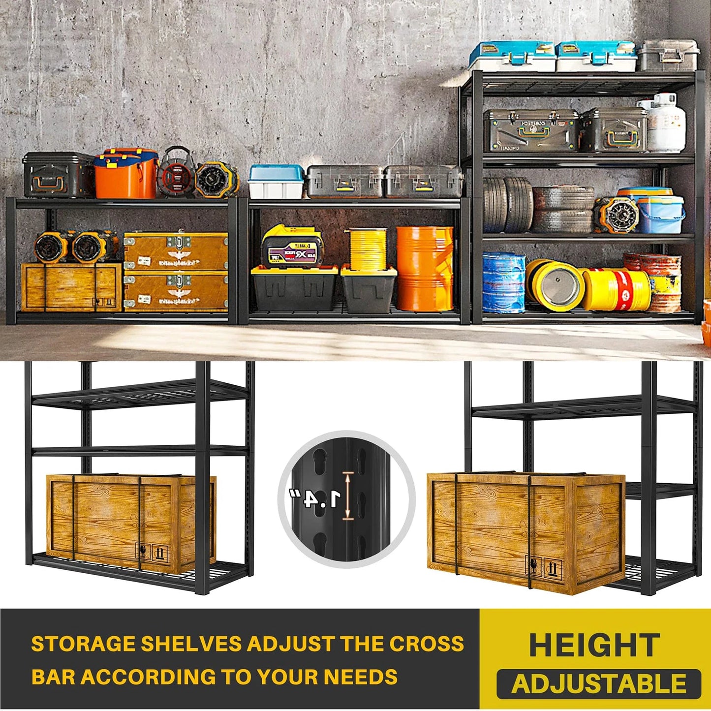 Sturdy Four-Shelf Iron Garage Storage Unit for Heavy Duty Use by superior interior and more